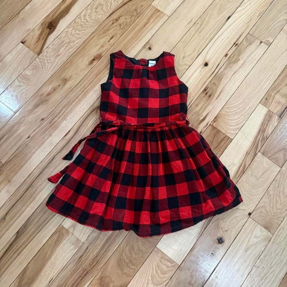 Carter's Red and Black Buffalo Plaid Dress Size 4T
